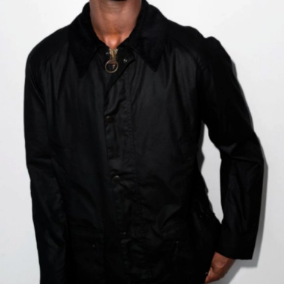 Black/ Tartan Red ~ BARBOUR ASHBY Wax Cotton Jacket British Style MSRP $425 - Picture 10 of 12